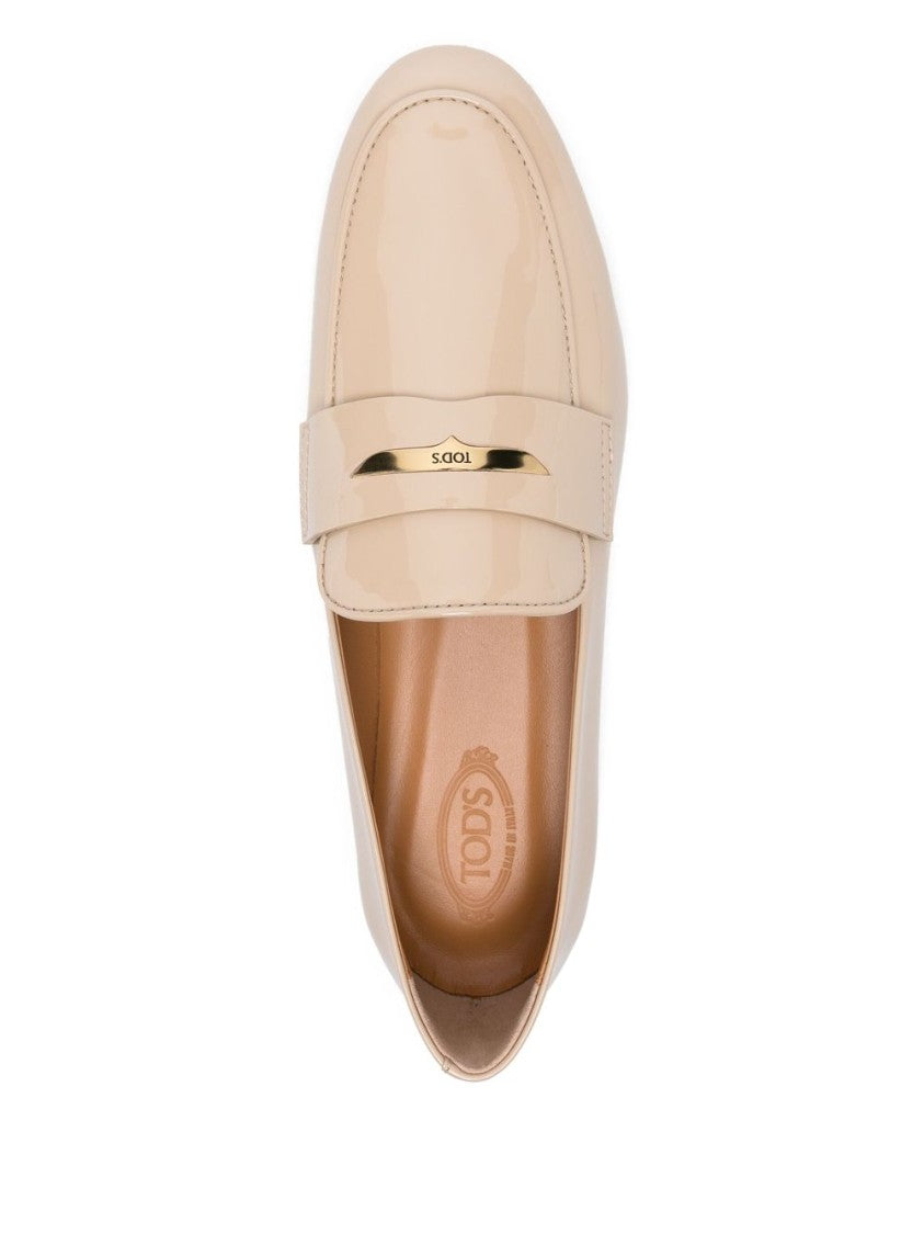 Tod's Almond Beige Penny Slot Branded Flats