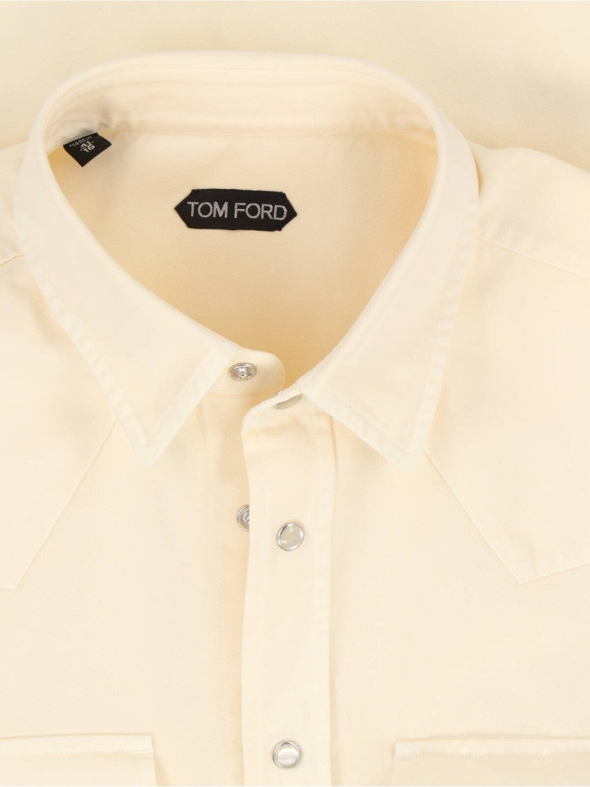 Tom Ford Tailored White Shirt With Structured Collar And Buttoned Cuffs