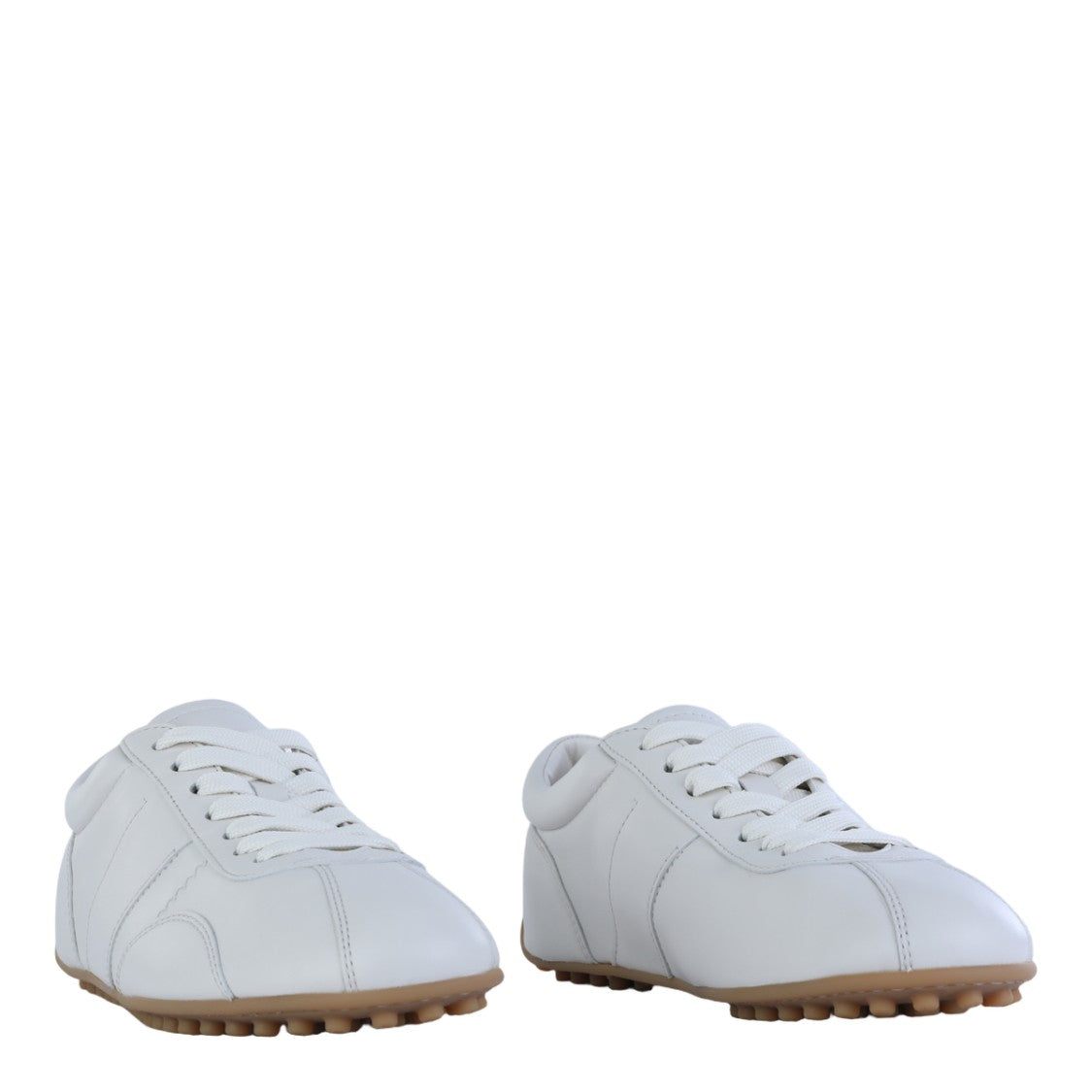 Tod's White Leather Sneakers With Gum Rubber Sole