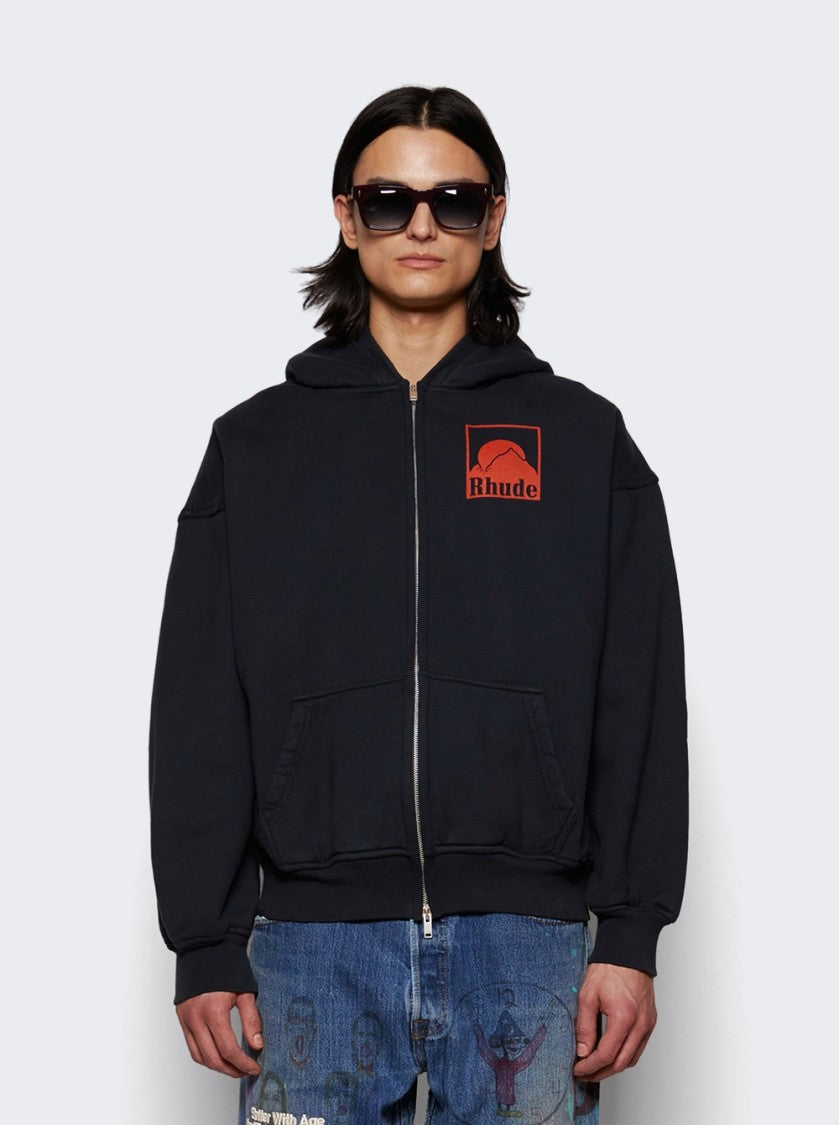 Rhude Moonlight Badge Full Zip Hoodie Black