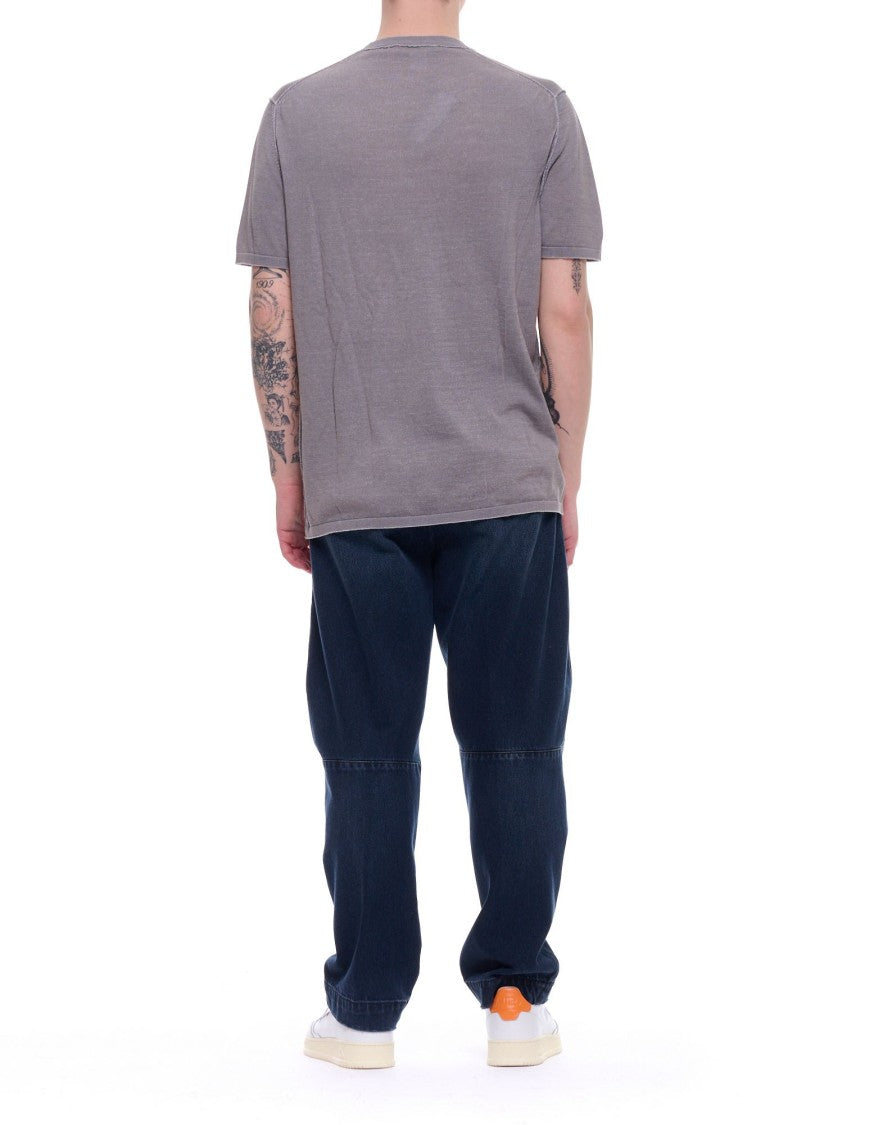 Fabrizio Del Carlo Grey Round Neck Cotton Casual T-Shirt