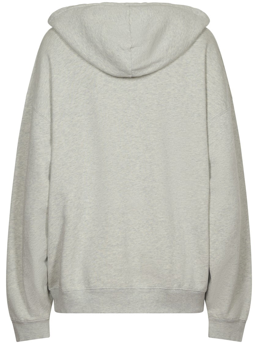Anine Bing Heathered Cotton Hoodie With Bold Text Detail