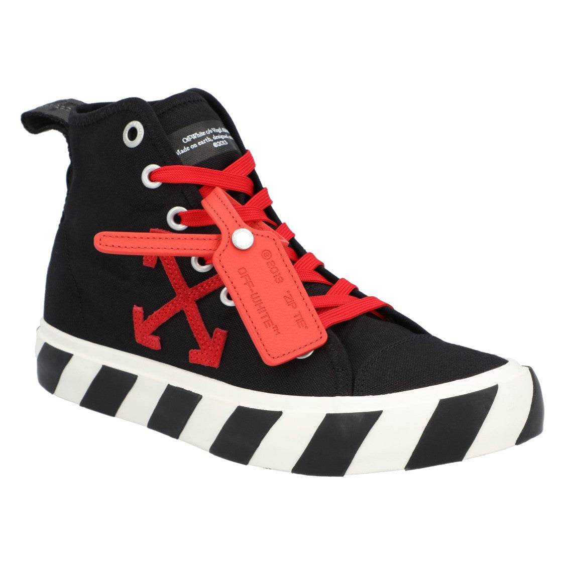 Off-White Vulcanized Hi Black Red Canvas Sneakers