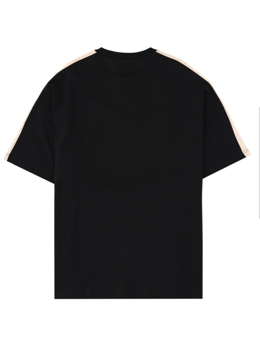 Versace Jeans Couture Black Shoulder Stripes Cotton T-Shirt
