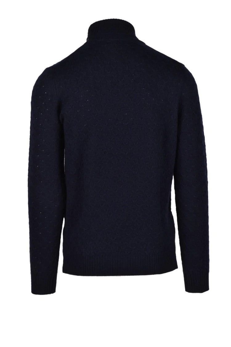 Fama Blue Wool, Silk And Cashmere Sweater
