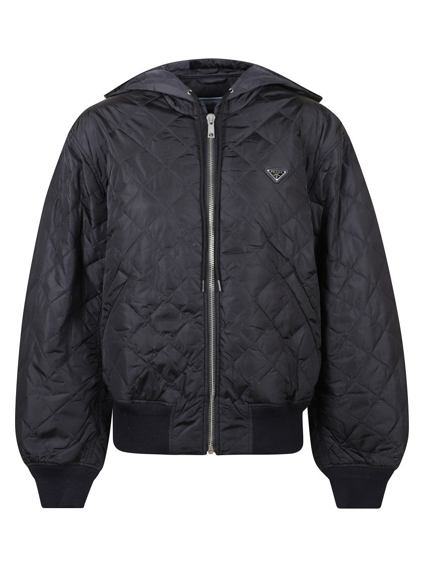 Prada Quilted Oversized Coat With Hood