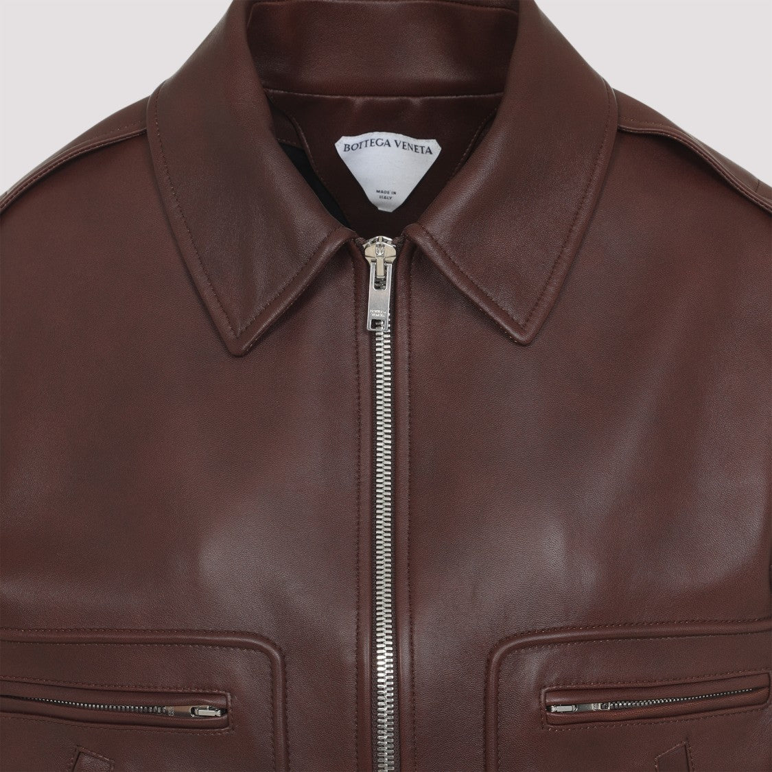 Bottega Veneta Madder Brown Nappa Leather Blouson With Shearling