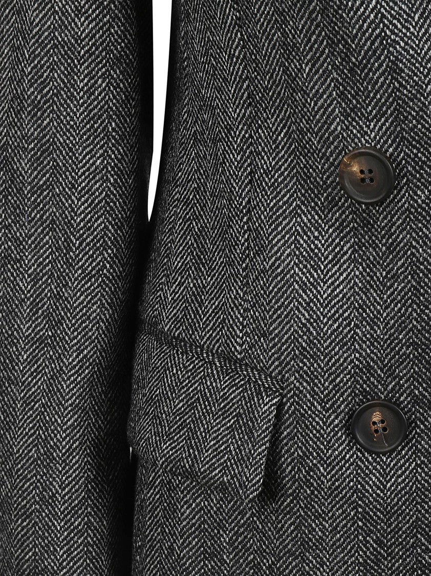Brunello Cucinelli Double-Breasted Herringbone Tailored Jacket