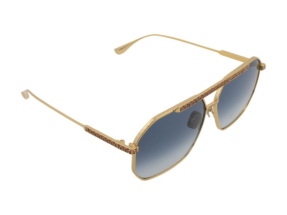 Anna-Karin Karlsson Gold-Toned Blue Gradient Lens Titanium Sunglasses