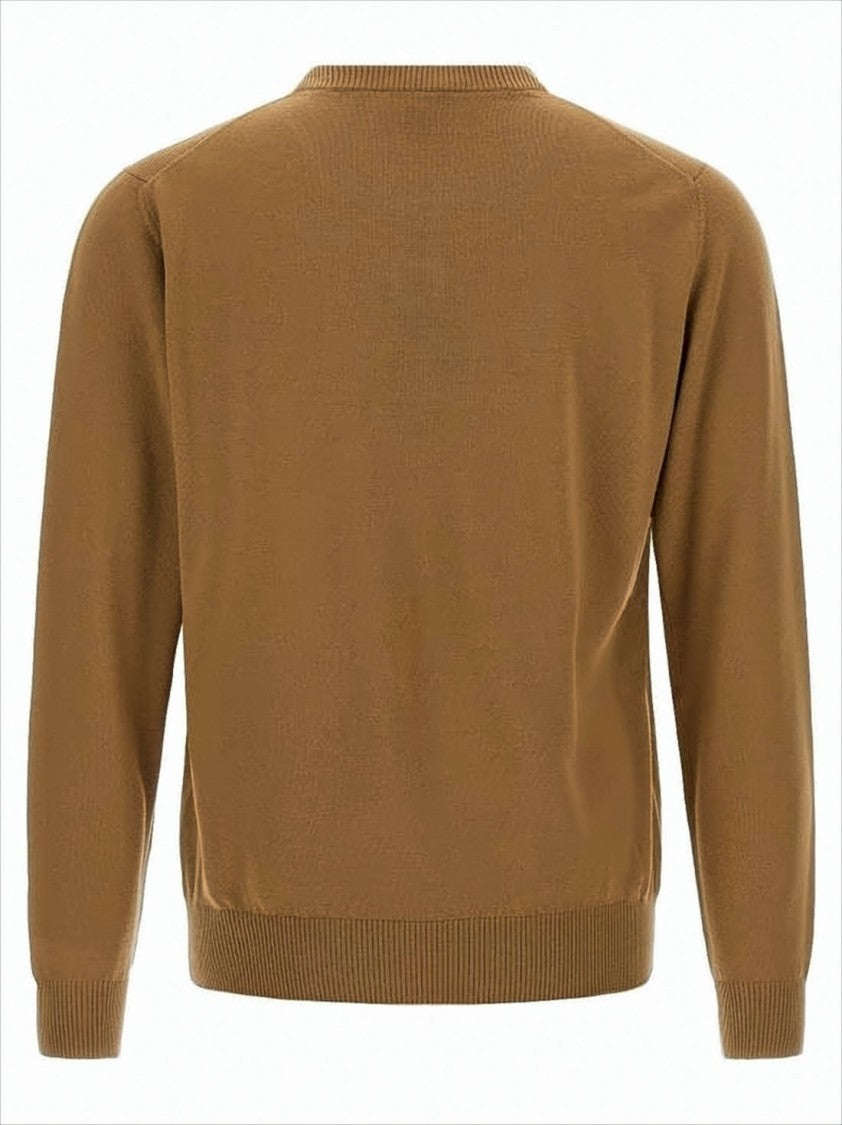 Fendi Crew Neck Wool Blend Sweater With Embossed Logo