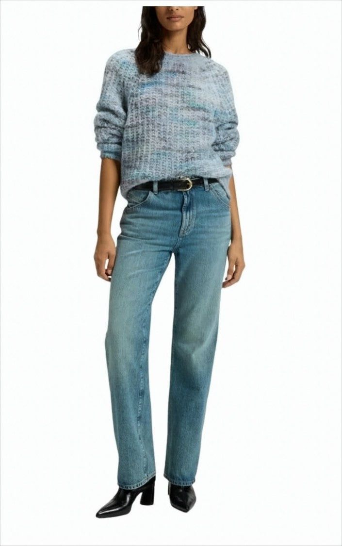 Boss Crew Neck Flame Sweater With Multicolored Yarns