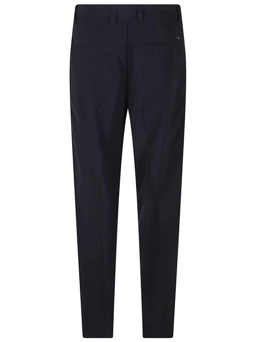 Emporio Armani Tailored Black Trousers With Subtle Pleats And Zipper Detail