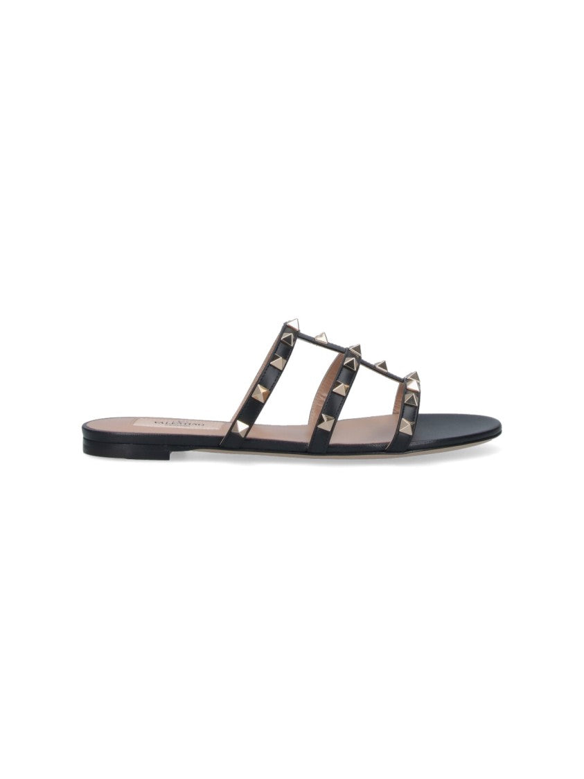 Valentino Garavani "Rockstud" Slide Sandals Black