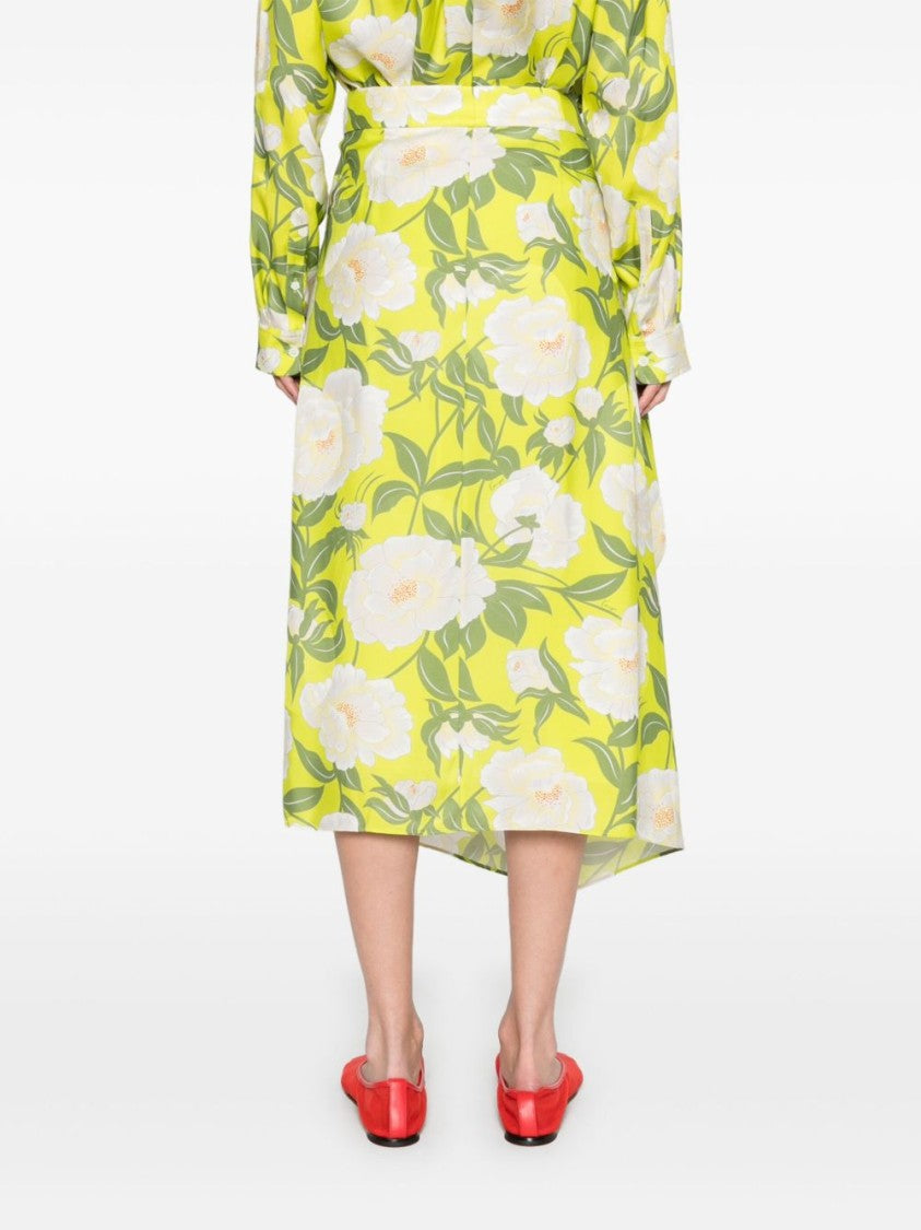 Kenzo Fluorescent Green Floral Skirt