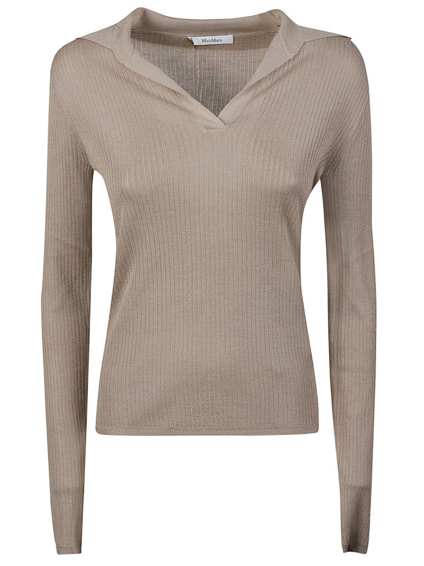 Max Mara Mxmgergo Ribbed Silk-Blend Polo Shirt