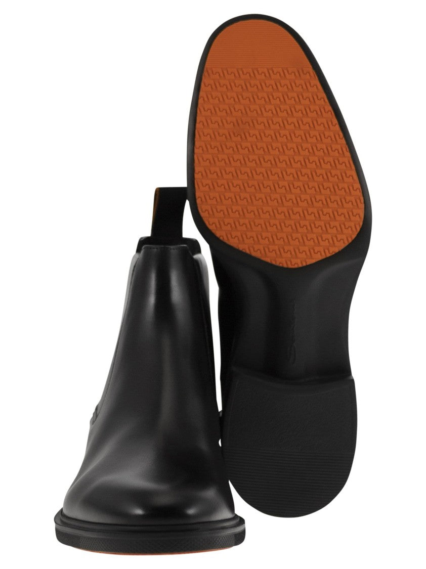 Santoni Ultra-Lightweight Black Leather Chelsea Boot