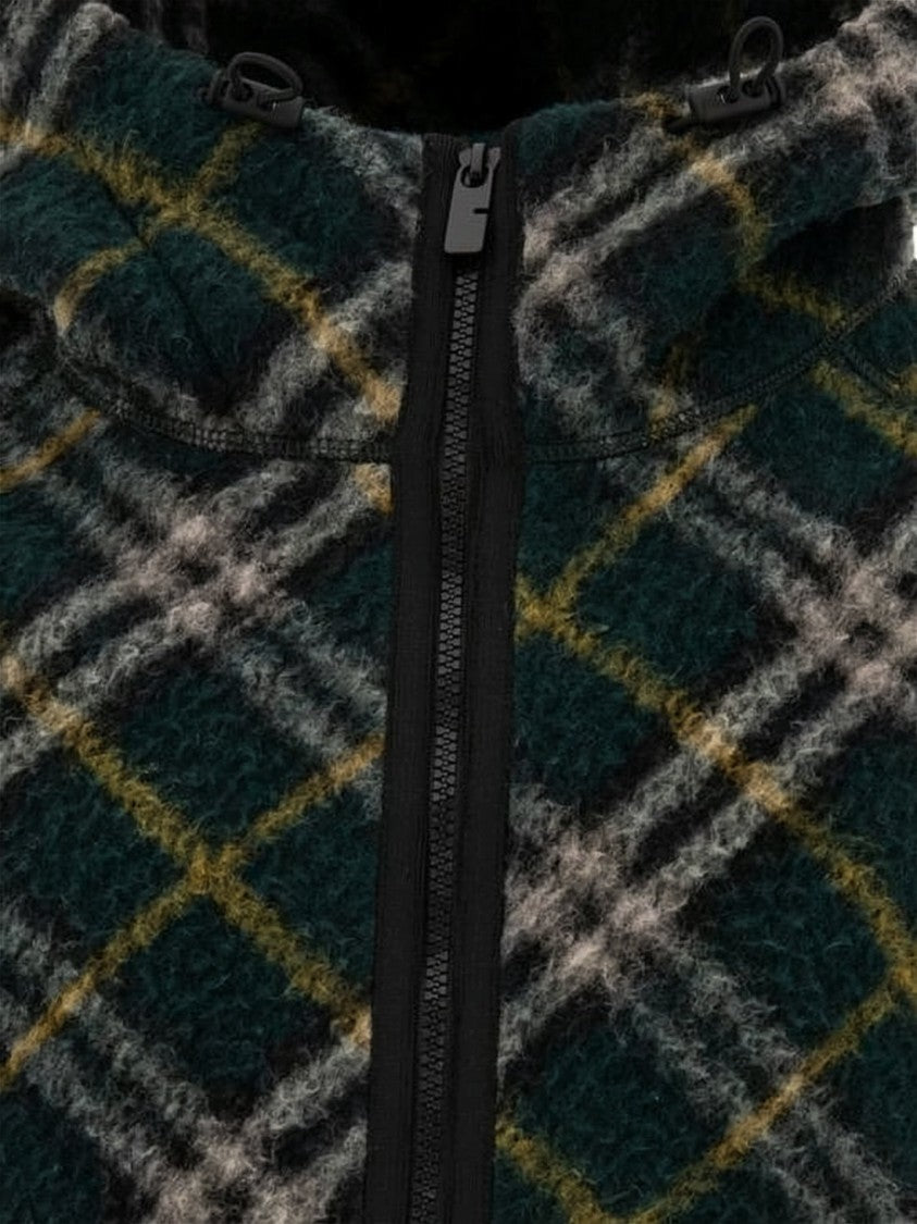 Burberry Plush Textured Plaid Jacket With Hood
