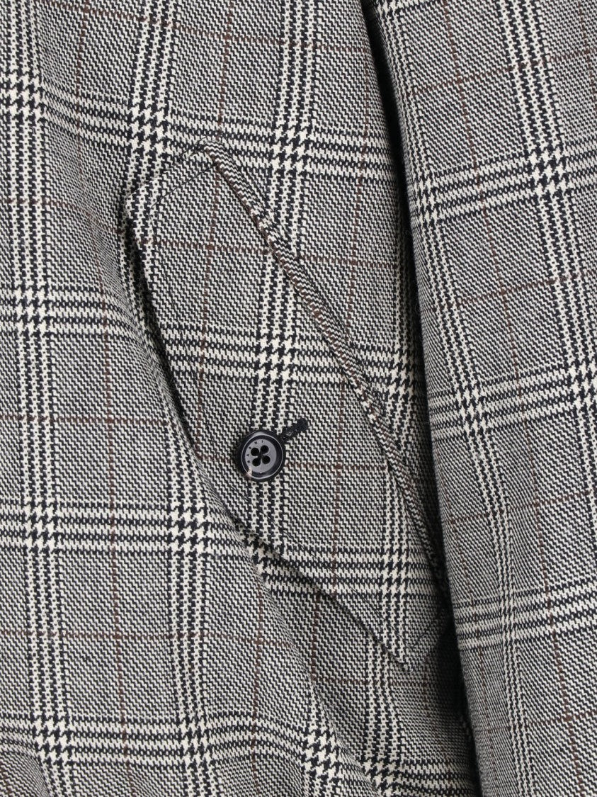 Marni Cropped Checkered Virgin Wool Jacket With Stand Collar