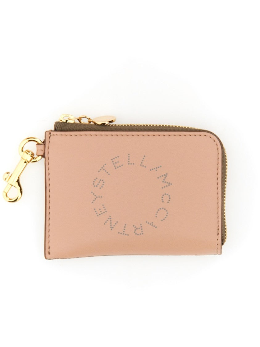 Stella Mccartney Compact Wallet With Perforated Logo And Zip Closure