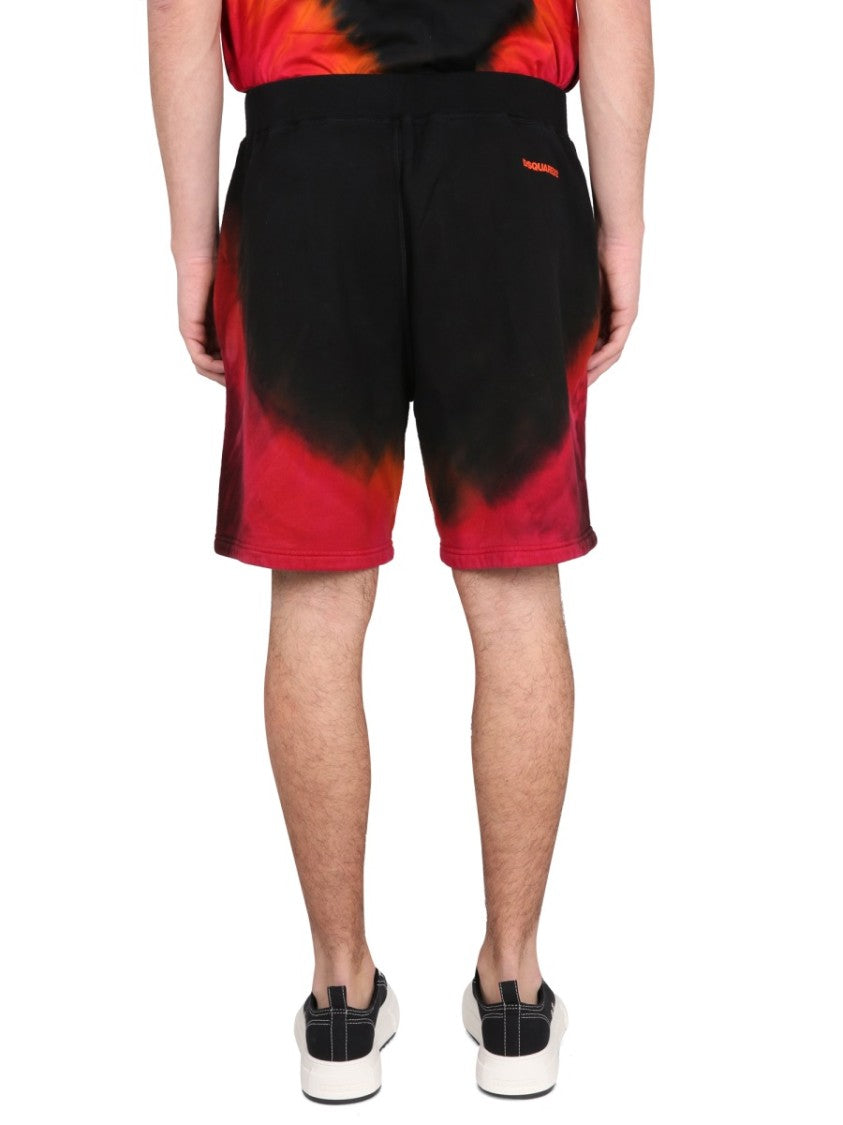 Dsquared2 Relaxed Fit Shorts With Flame Print