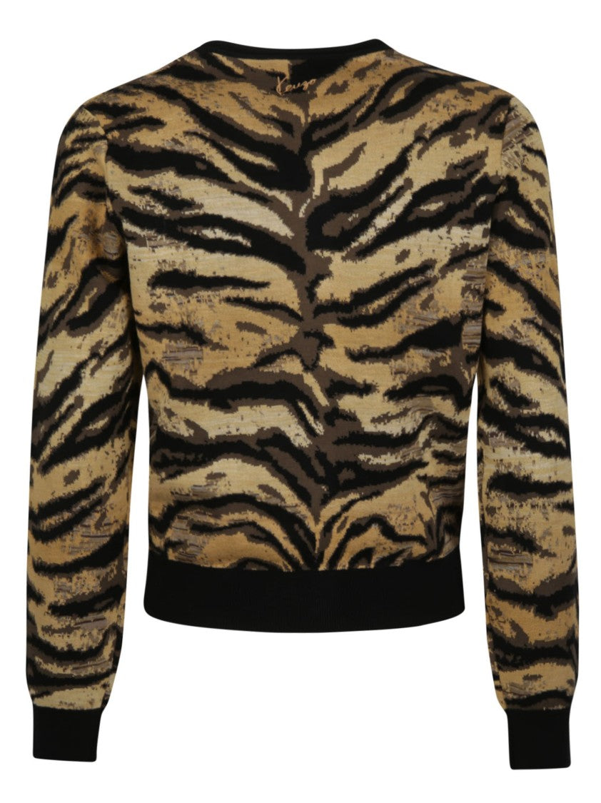 Kenzo Tiger Cropped Patterned Viscose Cardigan