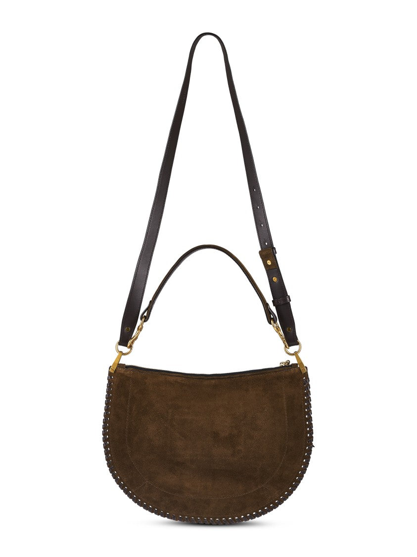 Isabel Marant Suede-Finish Soft Zip Shoulder Bag With Decorative Stitching