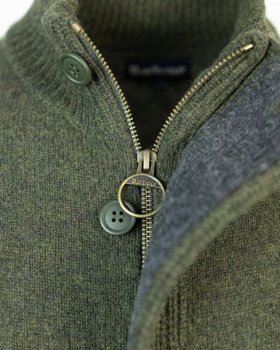 Barbour Green Essential Zip-Up Sweater