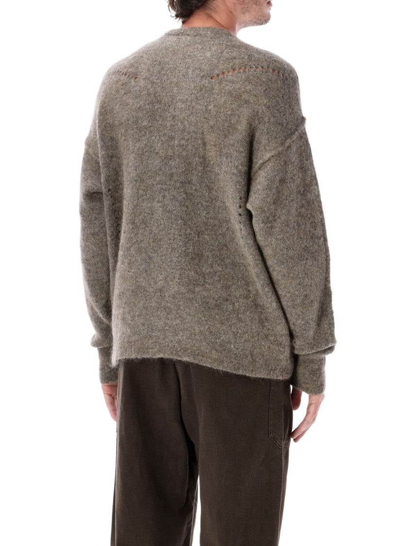 Roa Dropstitch Melange Mohair Intarsia Logo Oversized Sweater