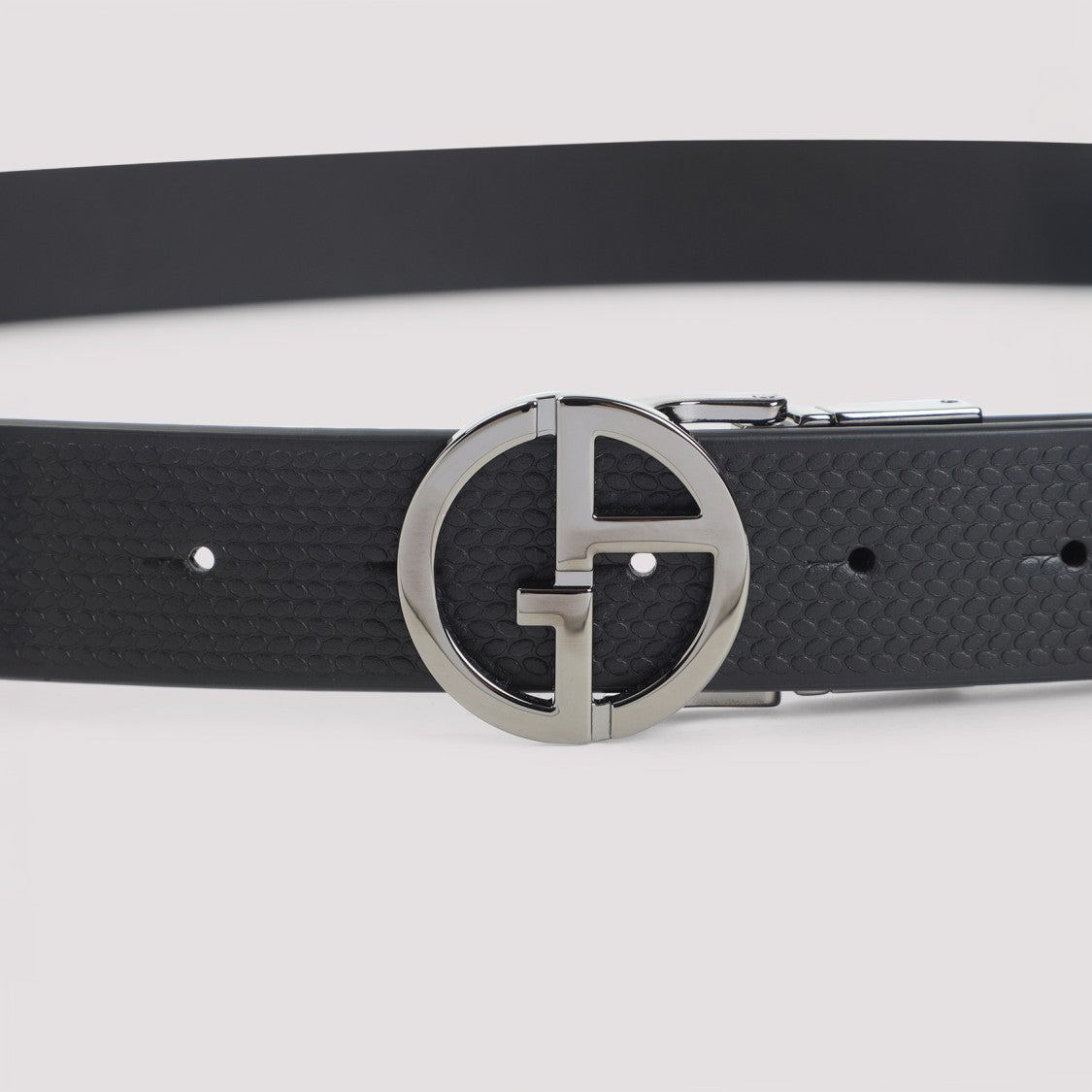 Giorgio Armani Textured Black Bovine Leather Belt