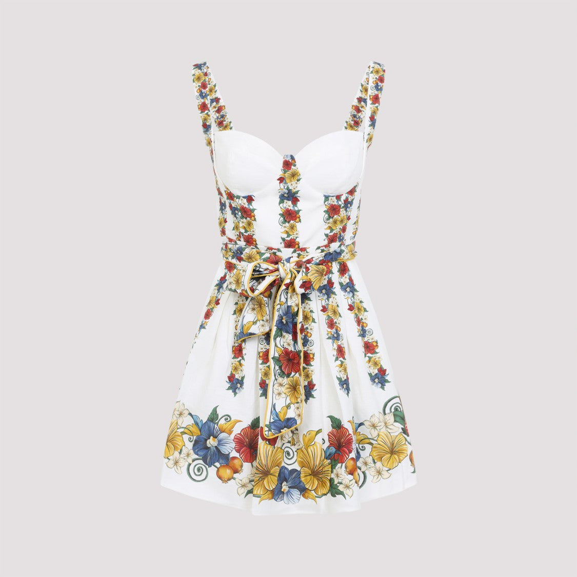 Farm Rio Fitted Mini Dress With Floral Accents