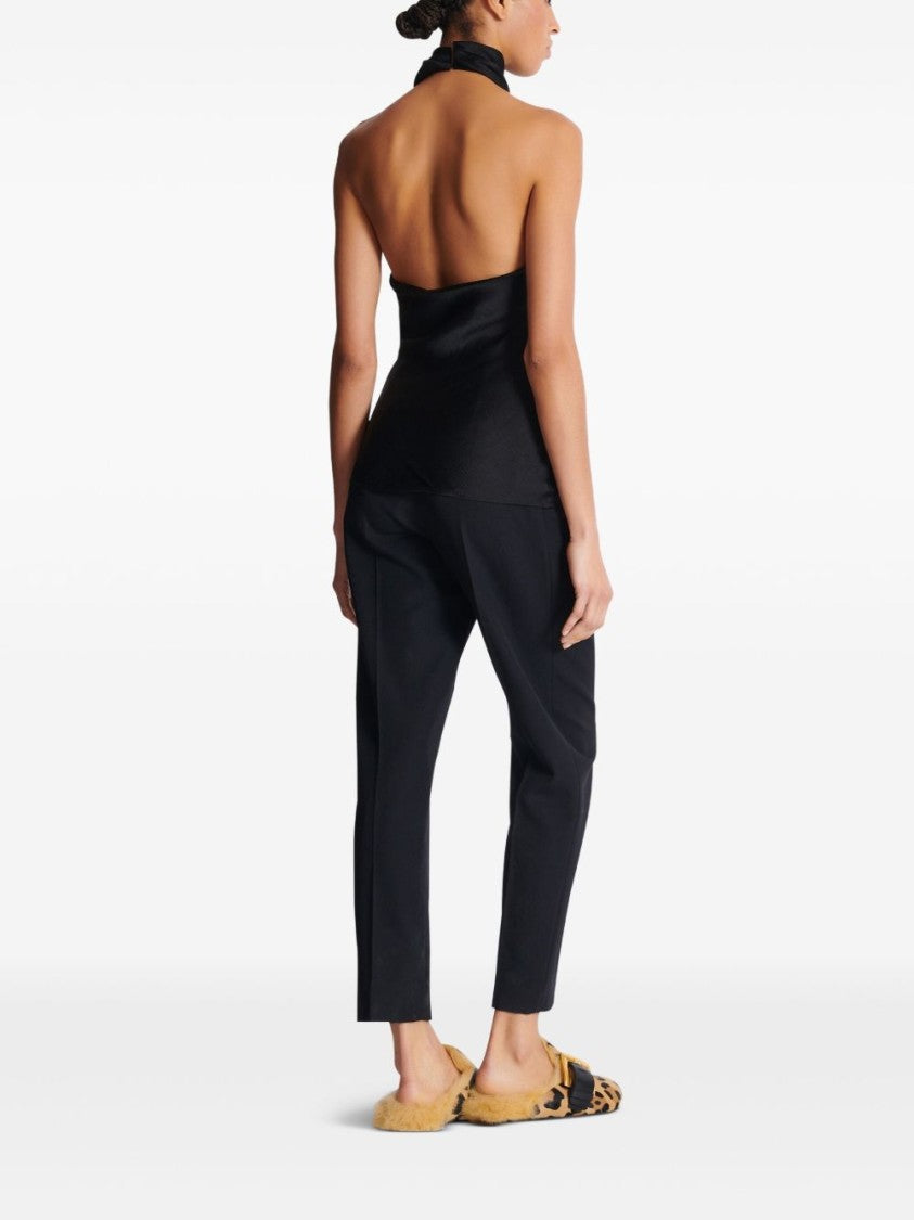 Balmain Black Backless Draped Detail Rear Top
