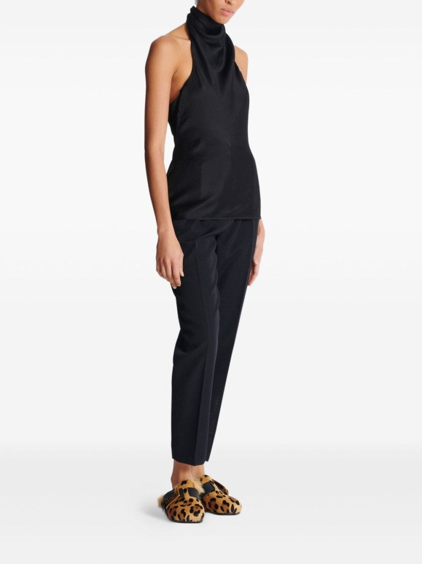 Balmain Black Backless Draped Detail Rear Top