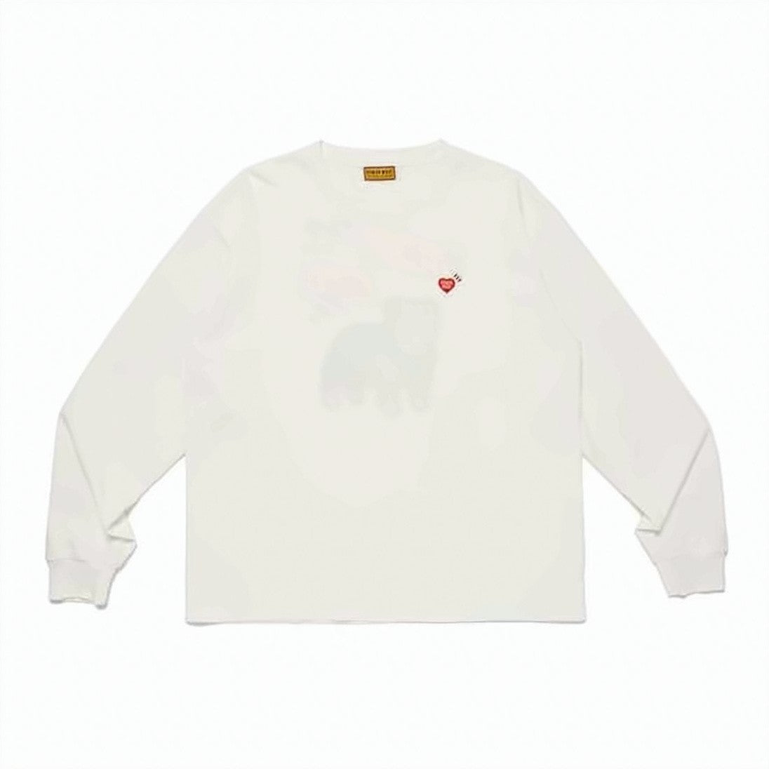 Humanmade Long-Sleeve White Cotton T-Shirt With Playful Bulldog Graphic