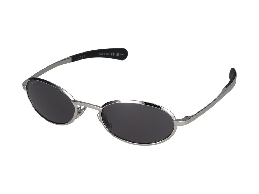 Gucci Silver Polished Silver Finish Oval Sunglasses