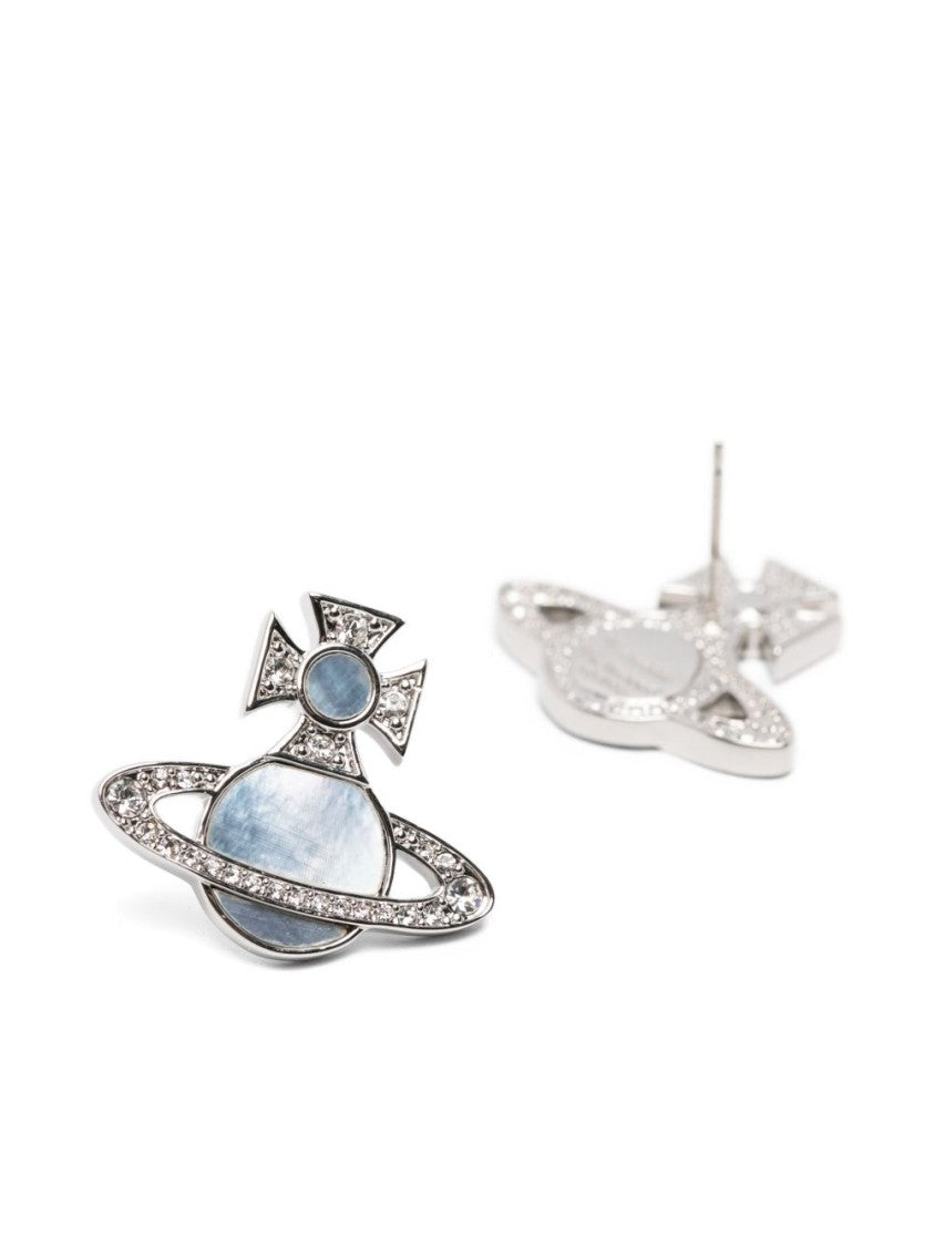 Vivienne Westwood Orb Motif Crystal Embellished Silver-Tone Stud Earrings
