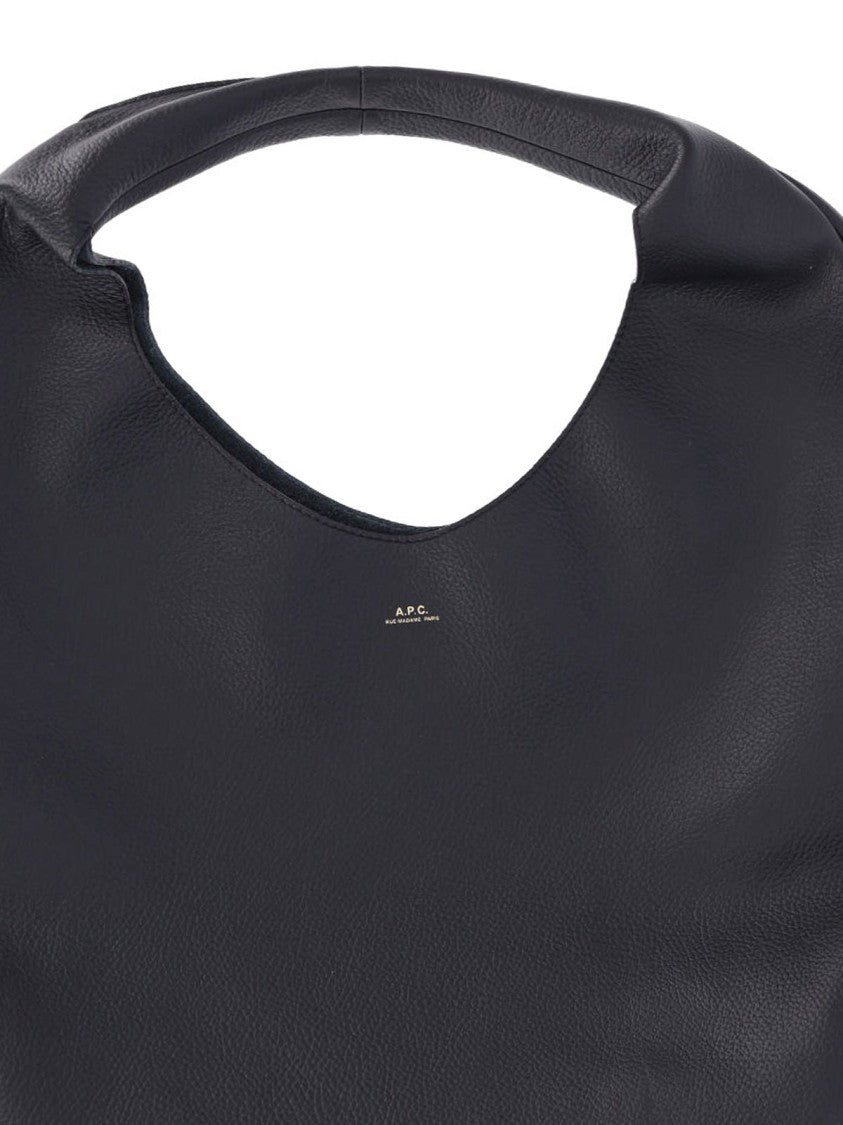 A.P.C. Black Hammered Leather Tote Bag