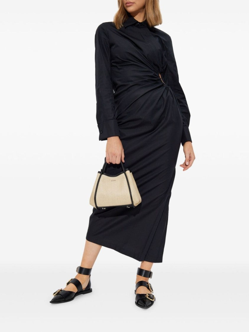 Max Mara Black Cotton Midi Dress With Cut-Out Detail