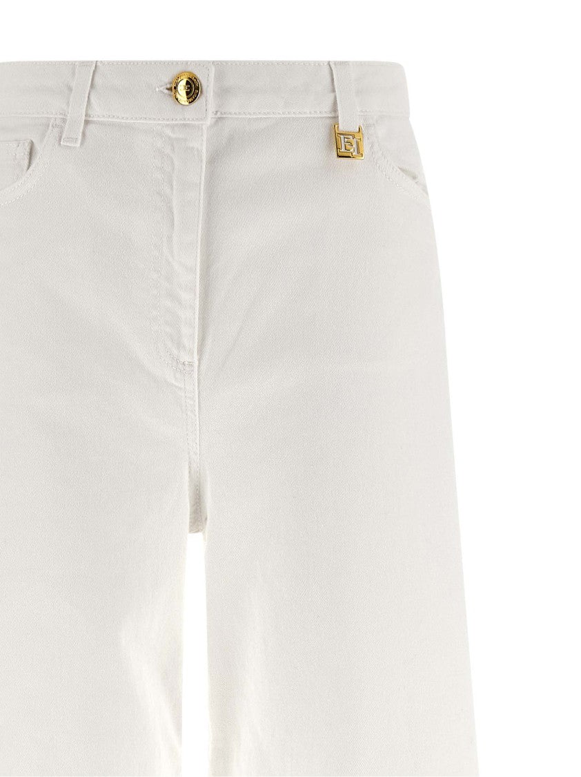 Elisabetta Franchi Wide-Leg Palazzo Jeans With Subtle Logo Accents