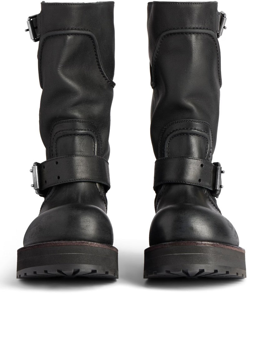 Balenciaga Venom Leather Mid-Calf Boots