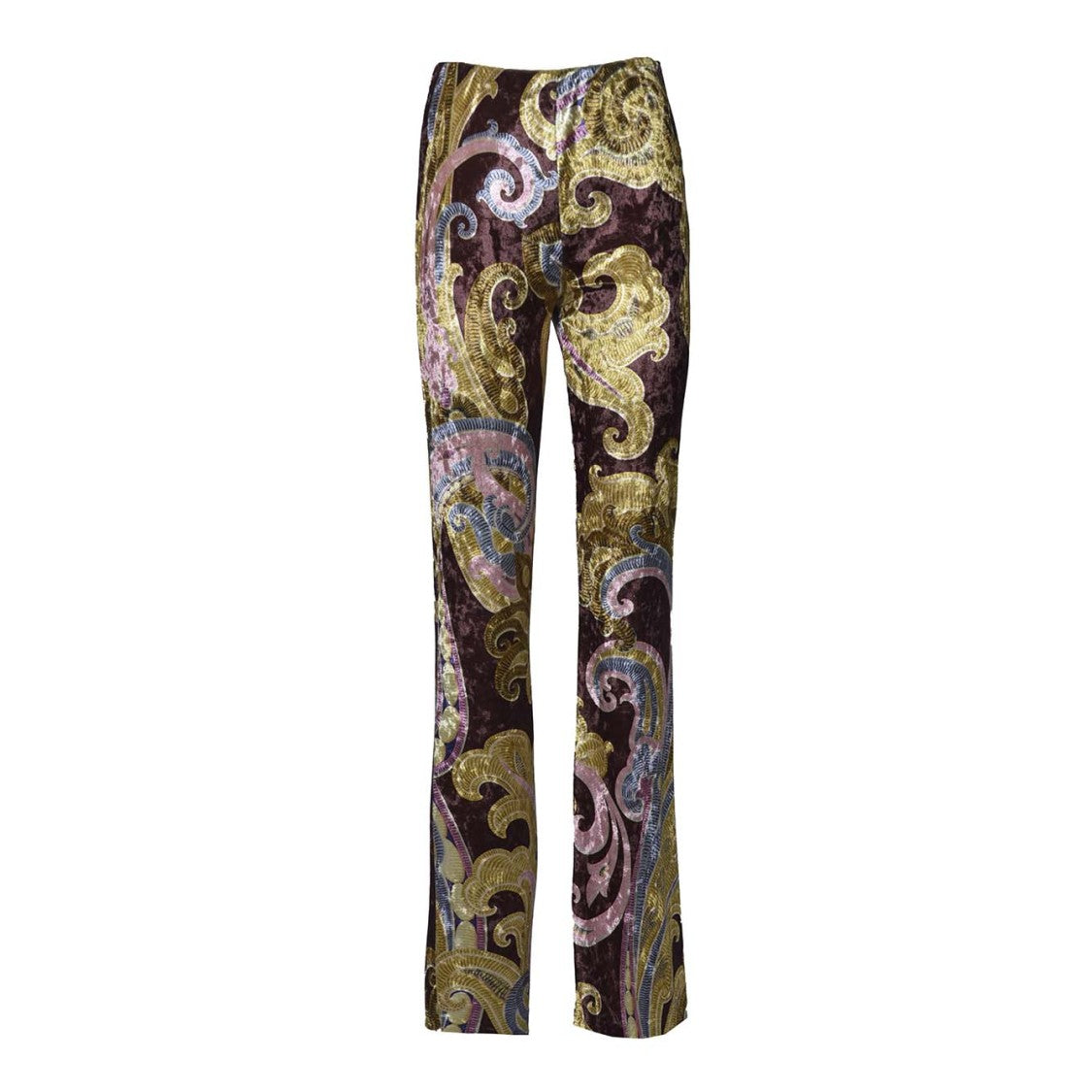 Etro Multicolored Printed Chenille Flare Trousers