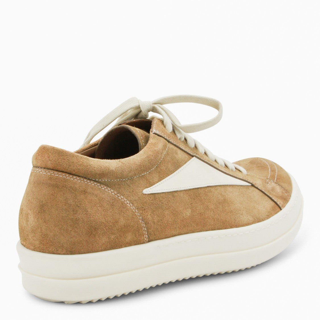 Rick Owens Low-Top Suede Sneakers With Triangular Leather Detail
