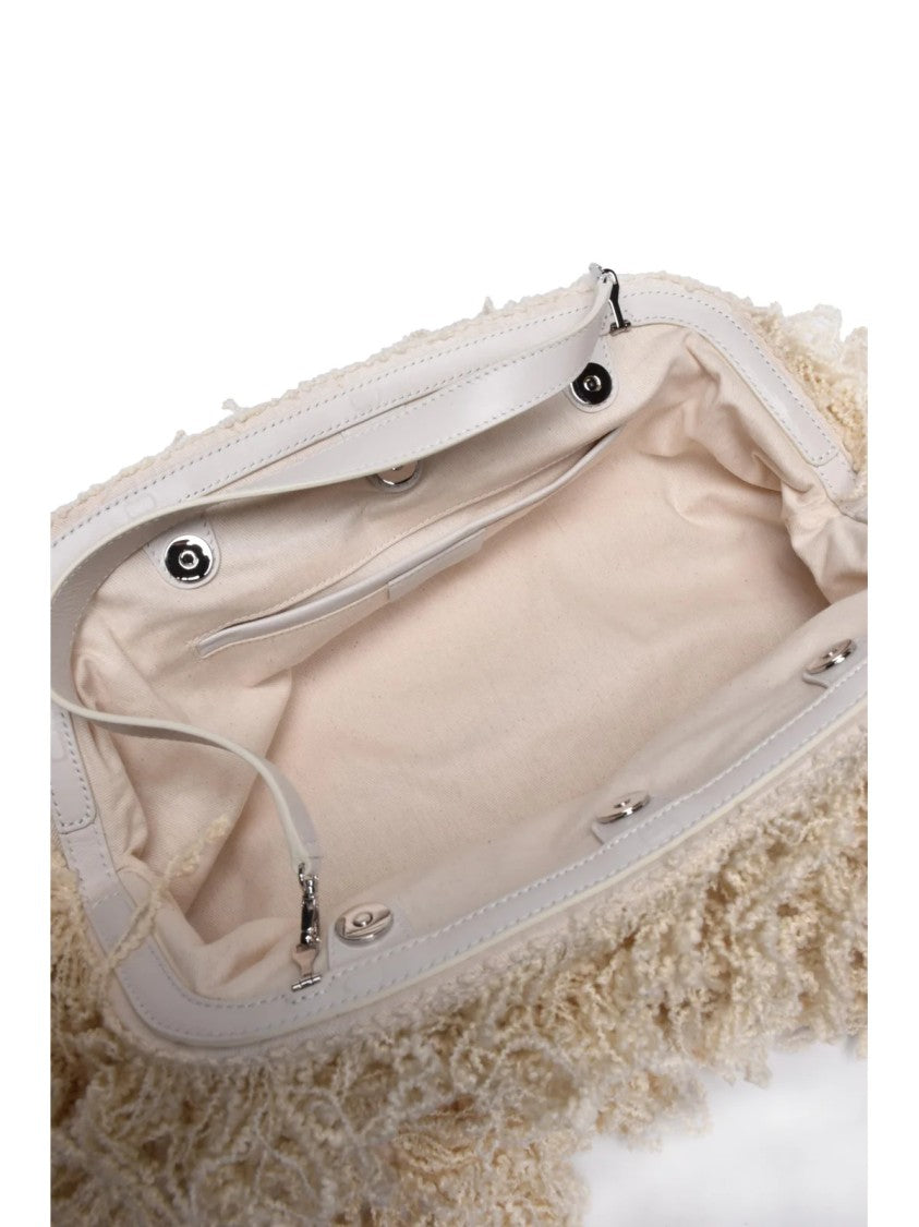 Philosophy Di Lorenzo Serafini Beige Textured Leather Trim Canvas Baguette