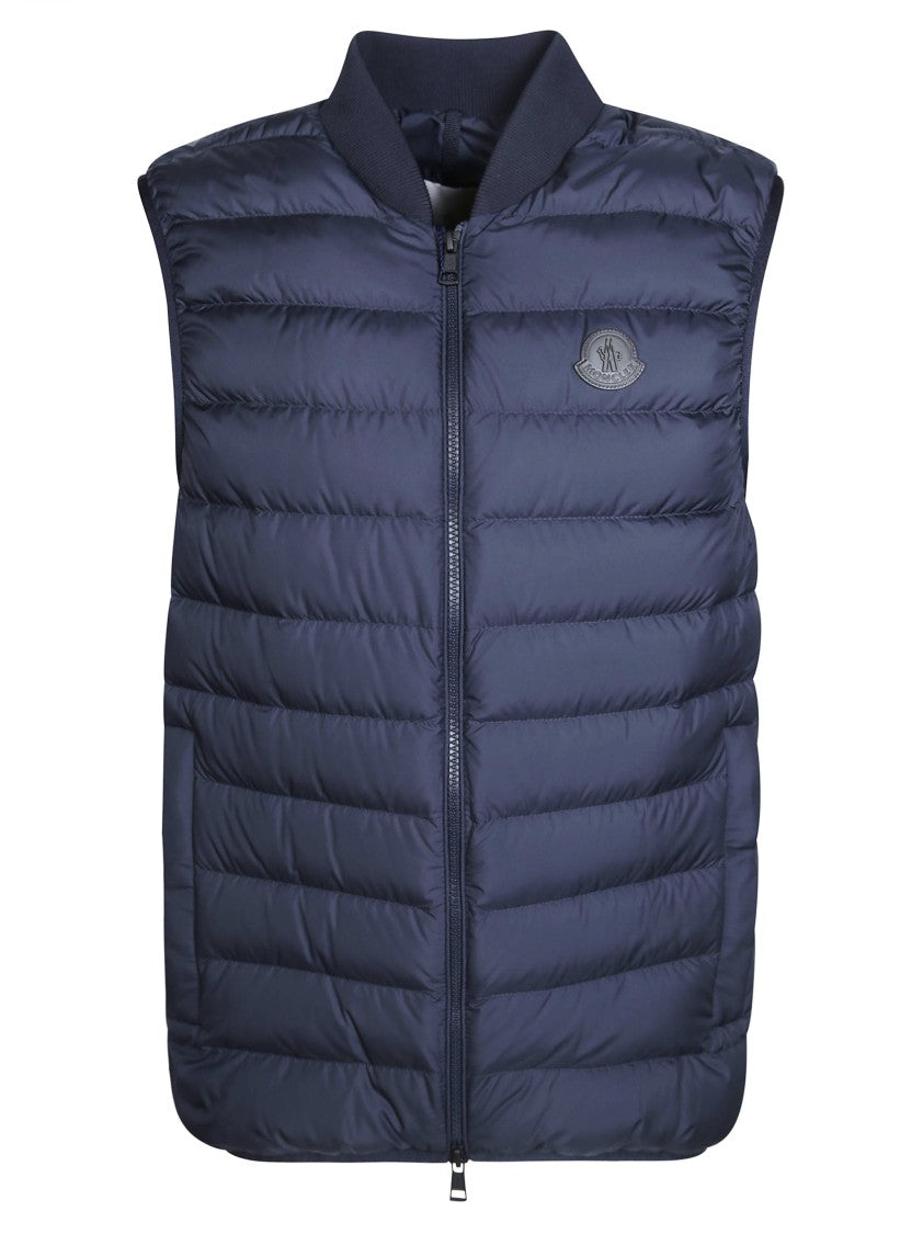 Moncler Quilted Sleeveless Vest With Ribbed Collar And Front Zipper