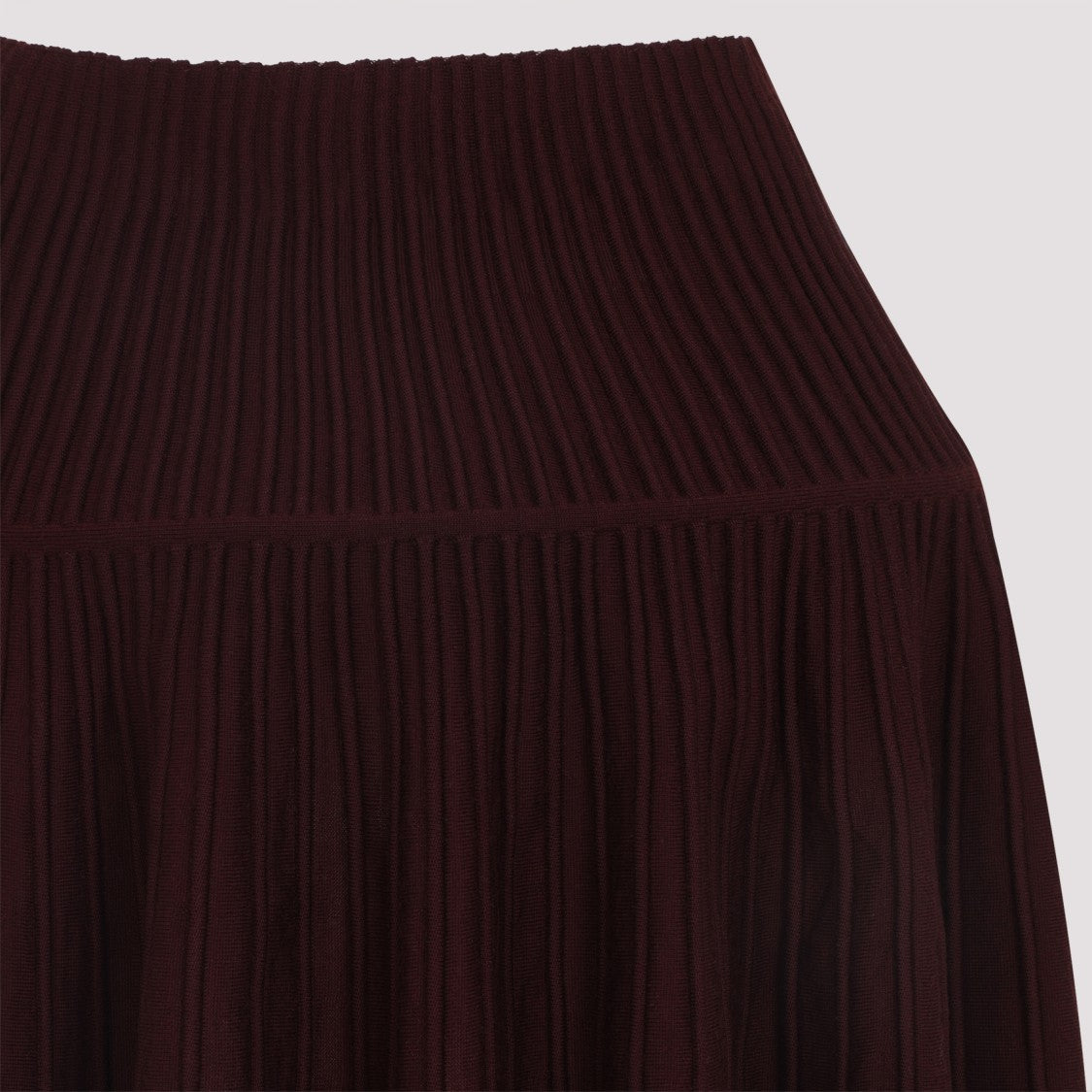 Alaïa Burgundy Wool Mini Skirt With Flounced Hem
