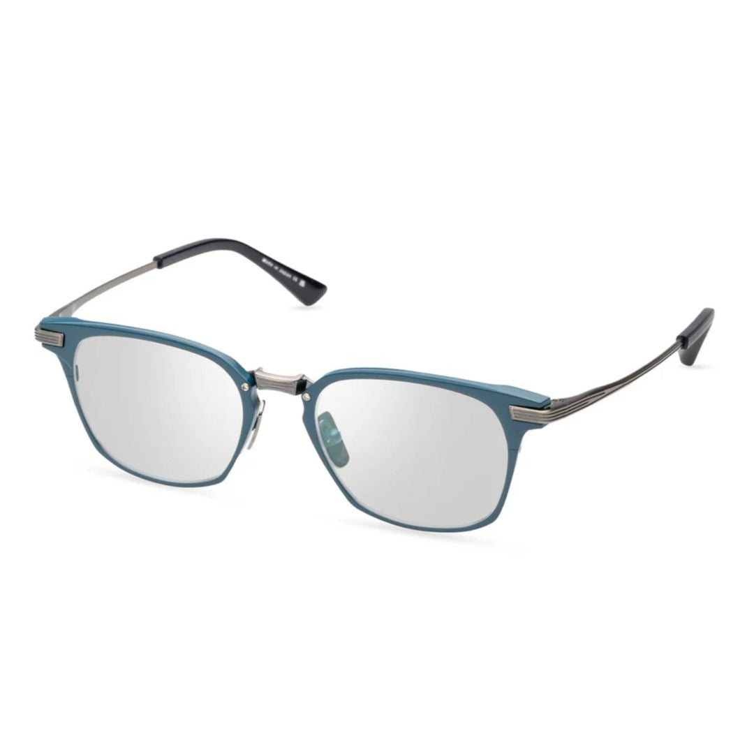 Dita Linrcon Rectangular Frame Eyeglasses With Ribbed Silver Temples