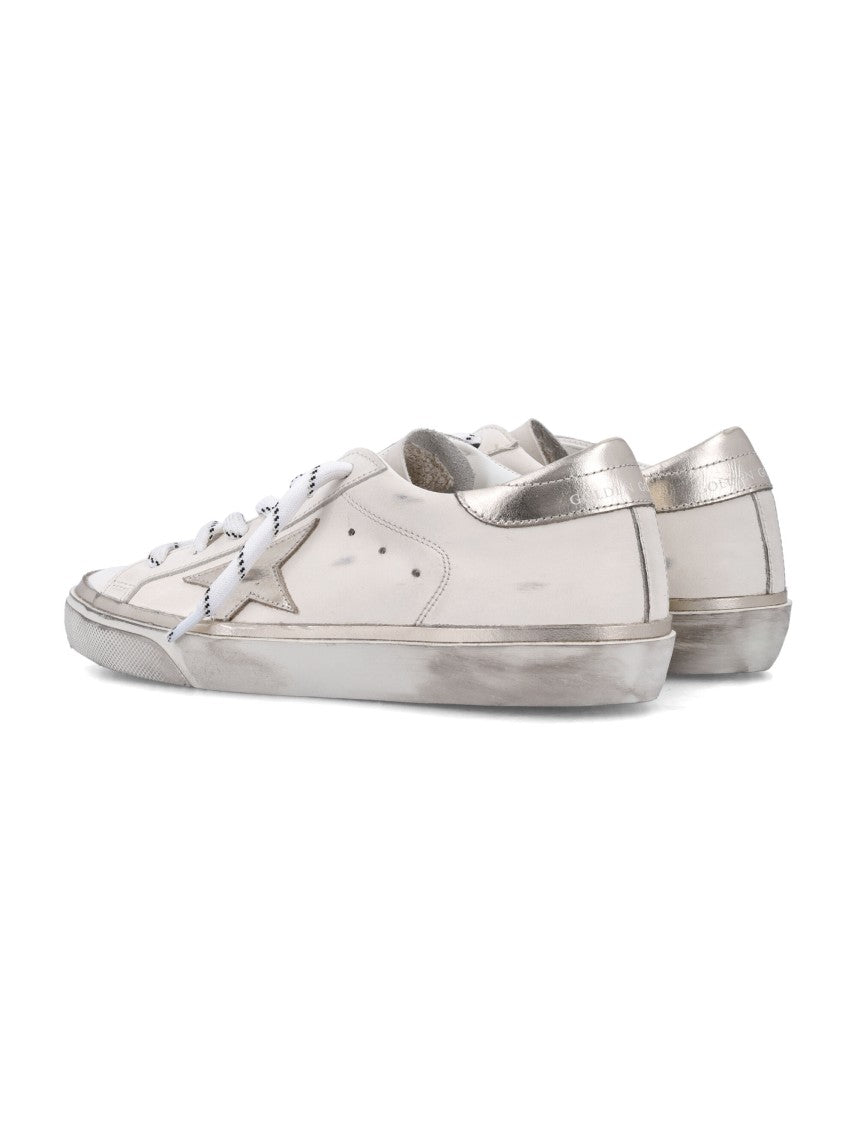 Golden Goose Superstar Distressed White Leather Low-Top Sneakers