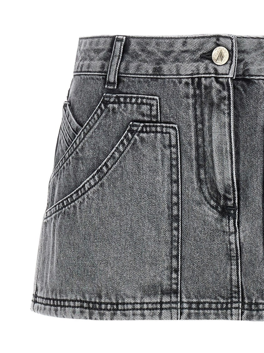 The Attico Multipocket Grey Denim Mini Skirt