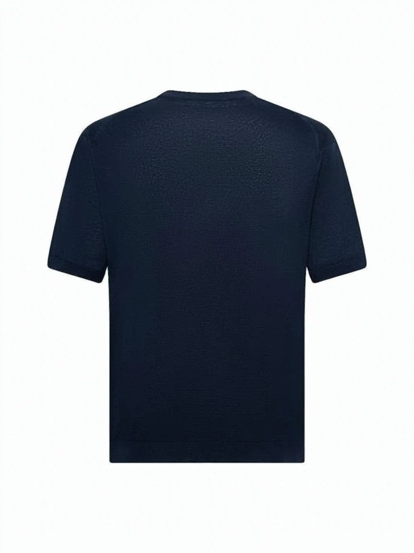 C.P. Company Short-Sleeved Linen Sweater With Crew Neckline And Textured Finish