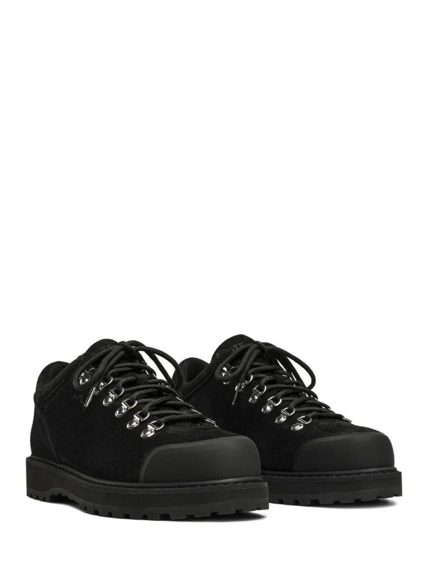 Diemme Black Minimalist Suede Laced-Up Shoes