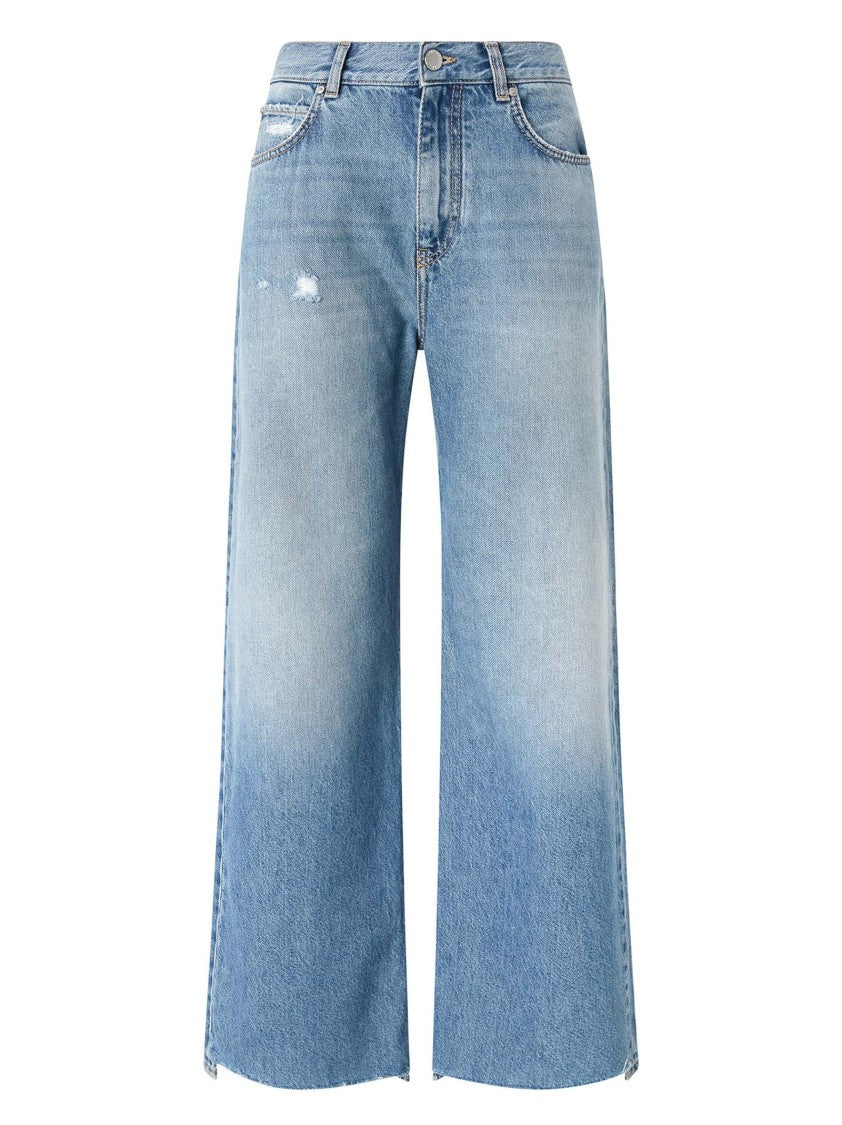 Pinko Wide-Leg Palazzo Jeans With Distressing And Soft Texture